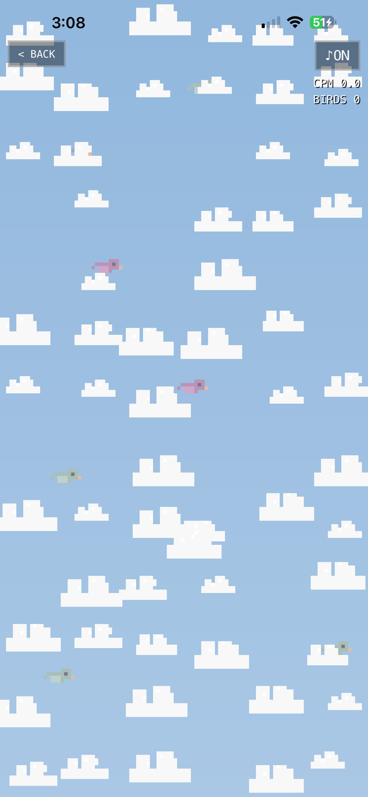 8-bit mode gameplay with pixel clouds